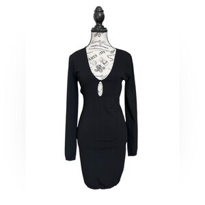 Wilfred Black Long Sleeve Bodycon Mini Dress Keyhole Front Size M